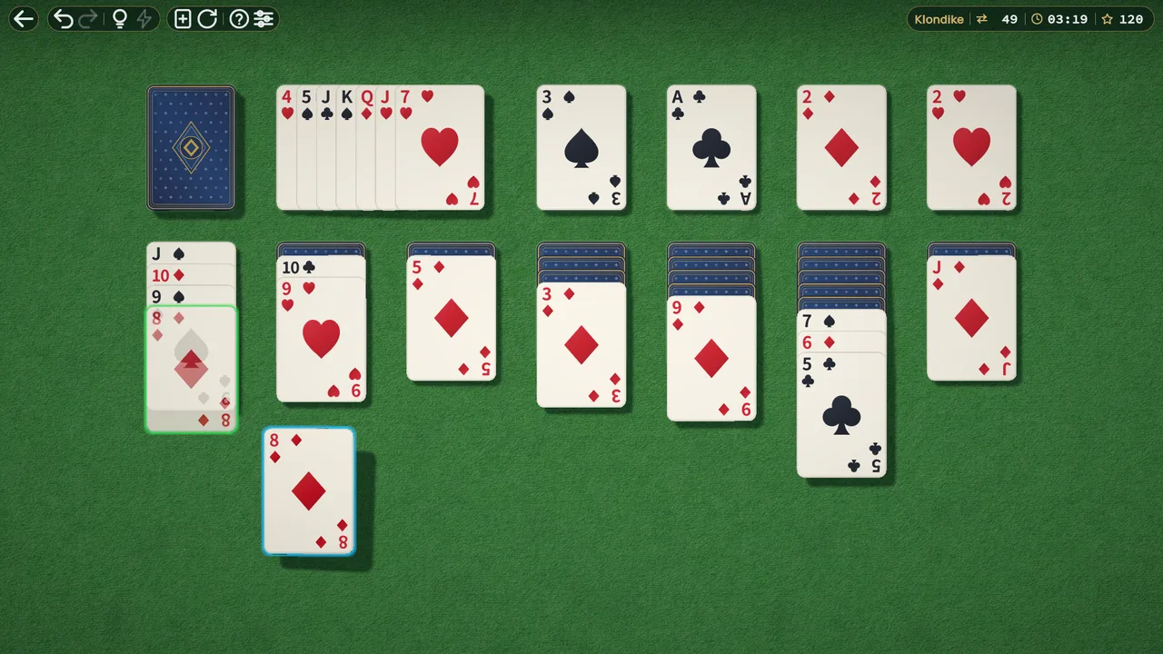 A classic Klondike solitaire game.