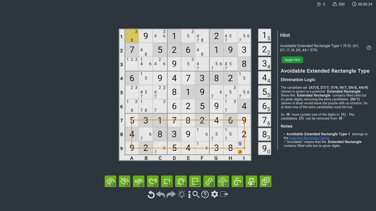 An avoidable extended rectangle hint with an explanation.