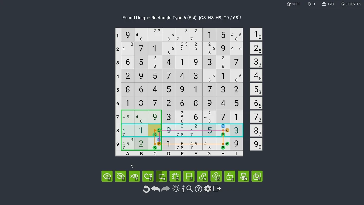A unique rectangle highlighted on the Sudoku board.